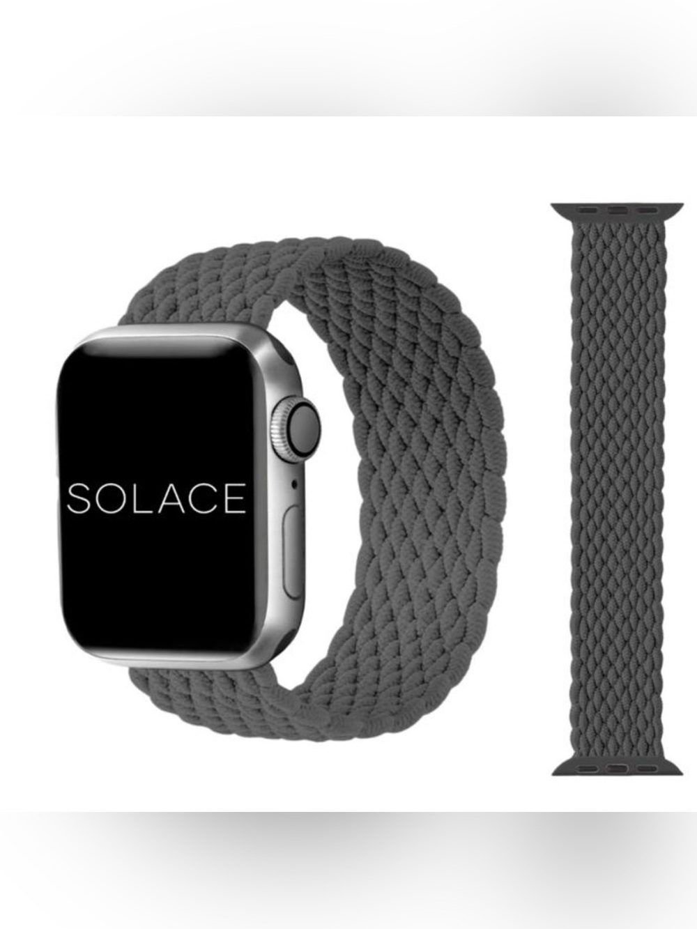 Solace Braided Stretch Loop Watch Band for Men - Charcoal Gray